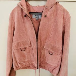 Wilsons Leather Soft Pink Suede Hooded Jacket